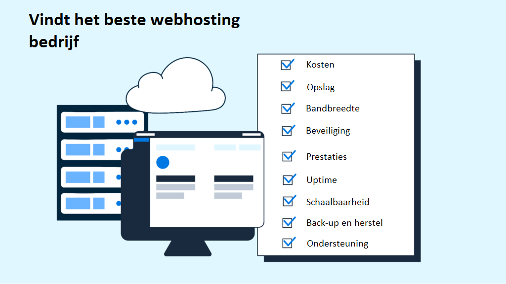 Illustratie die laat zien hoe je een webhost moet kiezen.